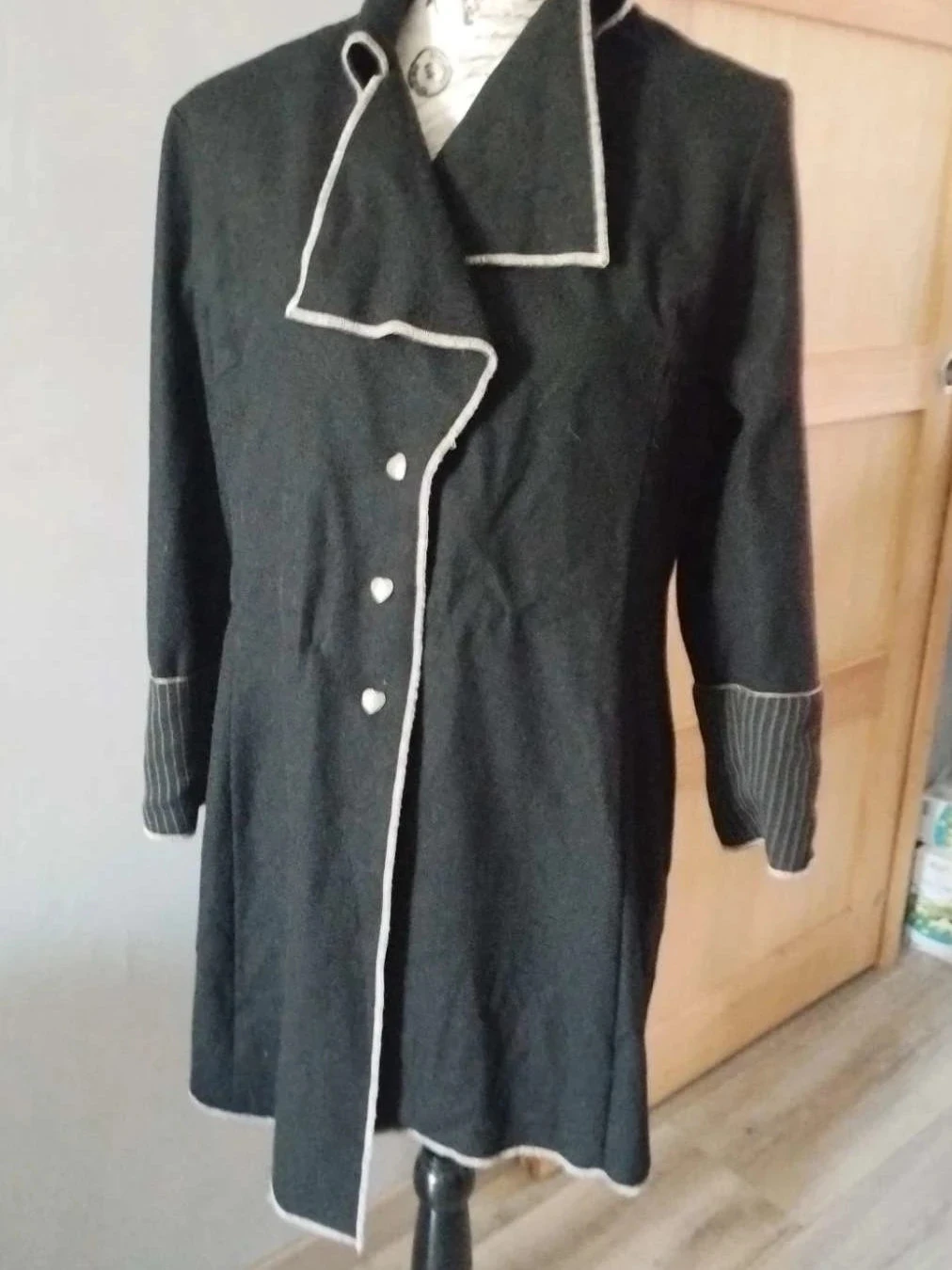 Casaco longo assimétrico preto de lã, Batiste, T44 – photo 2